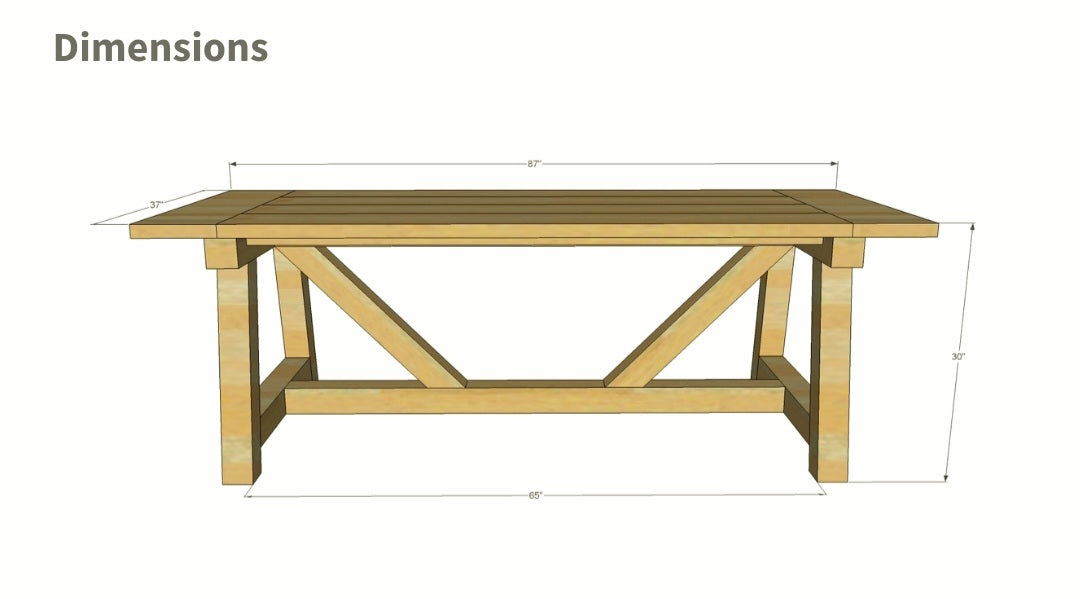 Wooden Table with Big Truss Legs